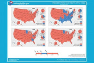 USA presidential elections map 1972-1984 HISTORIC POSTER educational 24X36