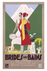 BRIDES LES BAINS vintage ad poster TENNIS GOLF SPORTS prized new 24X36