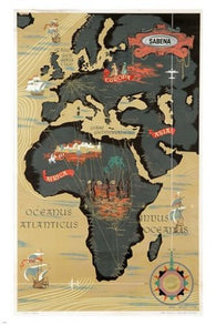 OCEANUS ATLANTICUS vintage map LABELS LEGEND collectors unusual 24X36 HOT