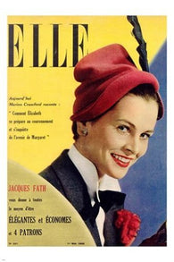 1950 vintage ELLE MAGAZINE COVER with young QUEEN ELIZABETH rare style 24X36