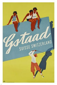 switzerland GSTAAD vintage TRAVEL POSTER golf leisure sports UNIQUE 24X36