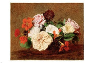 HENRI FANTIN-LATOUR Roses And Nasturtiums In A Vase 24X36 FINE ART POSTER