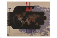 vintage ad poster AIRMAIL ROUTE world map ONE-OF-A-KIND educational 24X36
