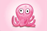 art design poster OCTOPUS cute pink humorous KID FRIENDLY animal 24X36 NEW