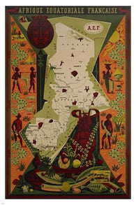 MAP of AFRICA vintage poster collectors colorful prized ILLUSTRATED 24X36