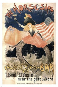 THE HORSESHOE english american BAR french ad poster FLAGS CELEBRATION 24X36