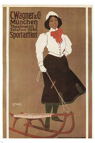 vintage POSTER FOR A SPORTS-GOODS SHOP carl moos germany 1907 24X36 HOT rare