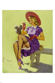 1951 vintage MAKING FRIENDS poster 24X36 sexy girl feeding squirrel CUTE