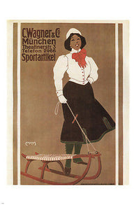 VINTAGE AD POSTER for a sports-goods shop carl moos GERMANY 1907 24X36 rare
