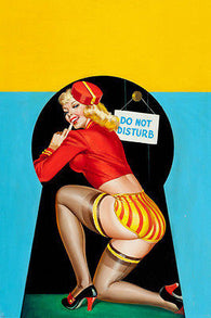 1951 THROUGH THE KEYHOLE WHISPER MAGAZINE COVER woman keyhole 24X36