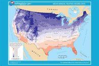 USA mean annual heating degree days MAP POSTER 24X36 colorful meteorologic