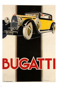 VINTAGE 1920's bugatti poster 24X36 CLASSIC SPORTS CAR art deco piece RARE!