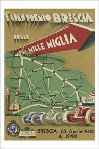 vintage ITALIAN RACE CAR MAP ad poster 1940 COLLECTORS new hot 24X36 RARE
