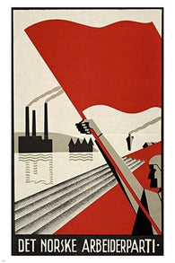 PROPAGANDA POSTER 1930 the norwegian labour party FLAG FACTORIES BOLD 24X36