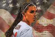 Top USA Women's Soccer Player Poster 24x36 Always Work Hard Quote Home Decor Print