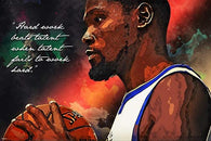 Famous American Basketball Player Poster Hard Work Quote 24x36 Home Decor Print