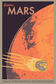 Nasa Retro Explore Mars Poster 24X36