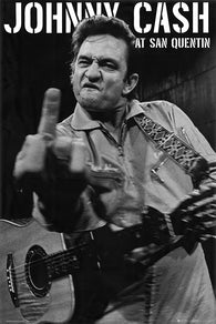 Johnny Cash San Quentin Prison Giving The Finger Music Poster 24X36