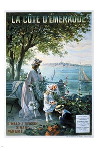 cote d'emeraude vintage travel poster FRENCH OLD FASHIONED collectors 24X36