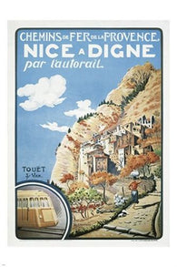 provence france vintage train travel poster SCENIC COASTLINE RENOWNED 24X36