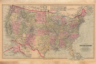 1884 MAP OF THE UNITED STATES poster educational HISTORIC colorful 24X36