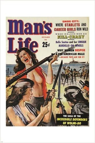 vintage MAN'S LIFE comic book cover poster ADVENTURE ACTION AMAZONS 24X36