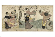 JAPANESE fine art print poster 24X36 WOMEN KIMONOS ART WIND TREES rare