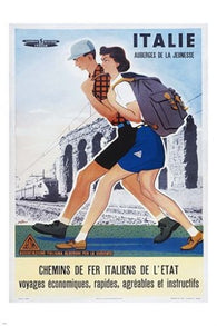 vintage train travel poster ITALY COLLECTORS COLORFUL sporty hot new 24X36