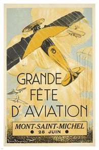 GRAND PARTY AVIATION mont saint-michel VINTAGE AD POSTER classy sporty 24X36