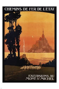 CHEMINS de fer de L'ETAT mont saint michel VINTAGE train travel POSTER 24X36