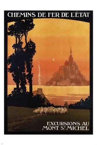 CHEMINS de fer de L'ETAT mont saint michel VINTAGE train travel POSTER 24X36