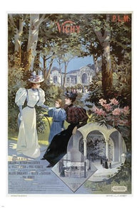VICHY france VINTAGE tourism poster OLD FASHIONED LADIES refined 24X36 RARE