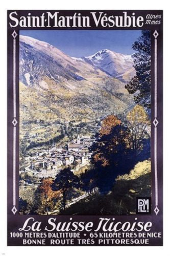 COTE D'AZUR french vintage travel poster LA SUISSE NICOISE beautiful 24X36