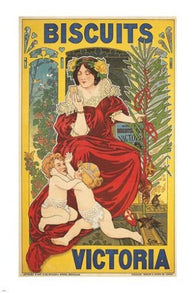 BISCUITS VICTORIA vintage ad poster CHERUBIC COLORFUL COLLECTORS 24X36 rare
