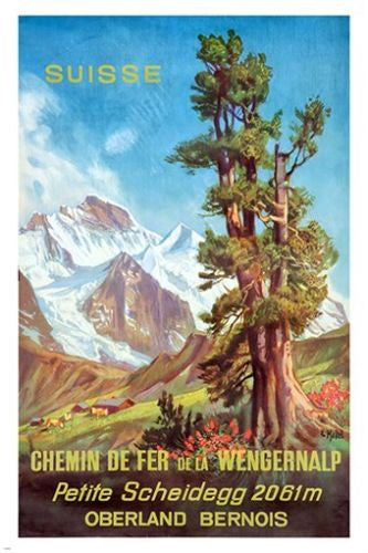 SWITZERLAND TOURISM oberland bern mountain VINTAGE AD POSTER 24X36 nature