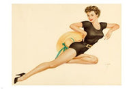 VINTAGE sexy pin-up GIRL poster 24X36 HOT leggy buxom BRUNETTE rare prized!