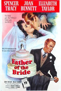 FATHER OF THE BRIDE vintage movie poster SPENCER TRACY LIZ TAYLOR 24X36 hot