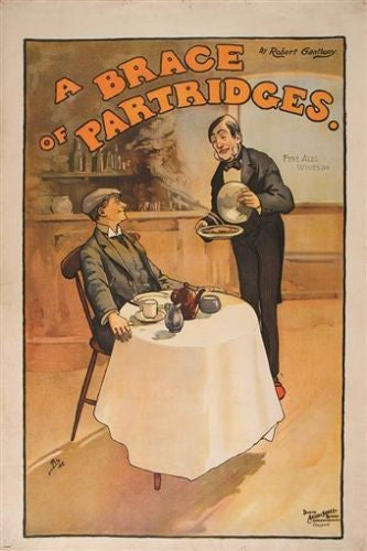 john hassall A BRACE OF PARTRIDGES vintage art poster UNIQUE REALISM 24X36