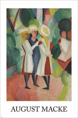 THREE GIRLS IN YELLOW STRAW HATS august macke ORPHIC CUBIST collectors 24X36