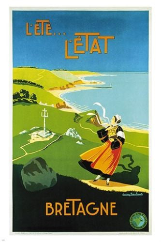 L'ETE...L'ETAT FRENCH tourism poster BRETAGNE coastline COLLECTORS 24X36 new