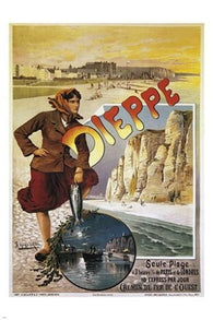 vintage train travel poster DIEPPE FRANCE coastline landscapes UNUSUAL 24X36