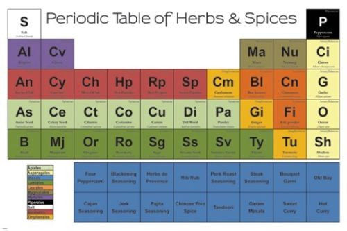 periodic table of SPICES poster KITCHEN FRIENDLY recipe enhancer 24X36