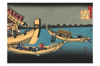 Japanese fine art PRINT POSTER 24X36 boats water LANTERNS COLORFUL