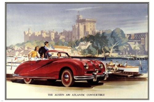 Austin Atlantic A90 CONVERTIBLE CAR poster 1948-51 Sporty RED retro 24X36