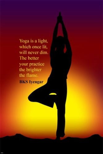 tree yoga pose INSPIRATIONAL QUOTE POSTER by  BK IYENGAR 24X36 hot NEW!