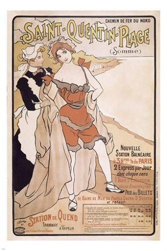 saint-quentin plage vintage french travel poster OUTSTANDING SINGULAR 24X36