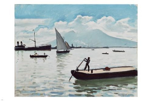 albert marquet THE BAY OF NAPLES fine art poster 24X36 SAILBOATS mountains
