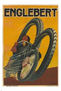 englebert tire VINTAGE ad poster MOTORCYCLE speed prized 24X36 SPORTY new