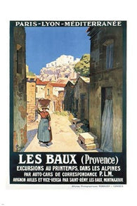 vintage french tourism poster LES BAUX (PROVENCE) charming old town 24X36