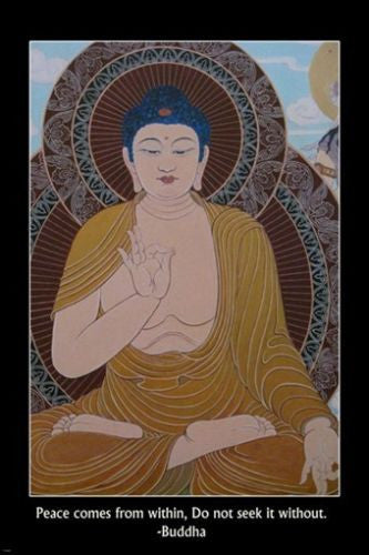 Buddha Elaborate INSPIRATIONAL POSTER 24X36 Peace Comes From Within Wisdom